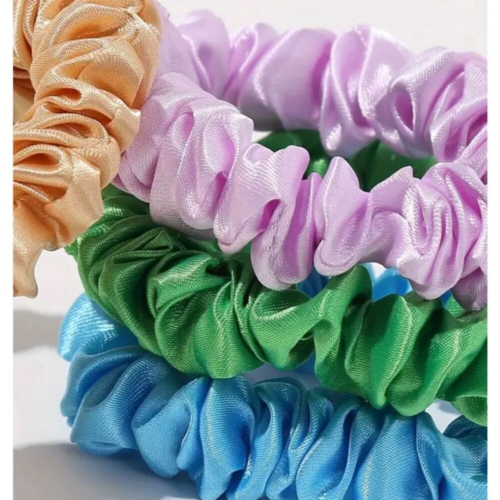 B1G1 Set of 8 Satin Hair Scrunchies Multicolor Hair Ties - Picture 3 of 4